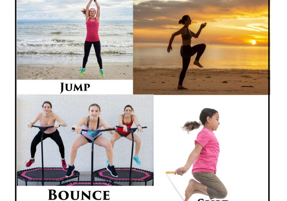 Collage of different types of jumping exercise.